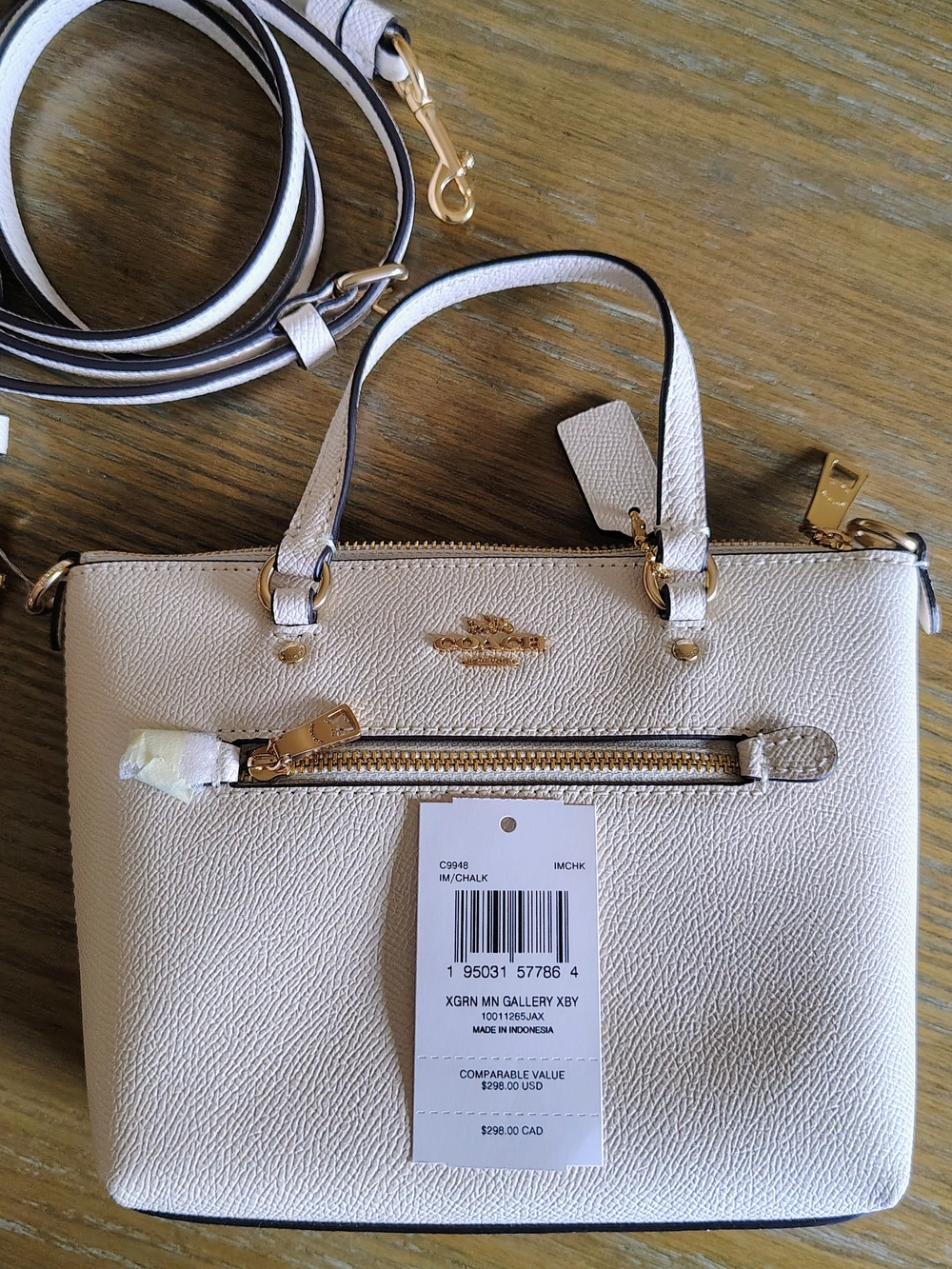 NWT Coach Mini Gallery Crossbody Crossgrain Leather Chalk White C9948 - Picture 8 of 8